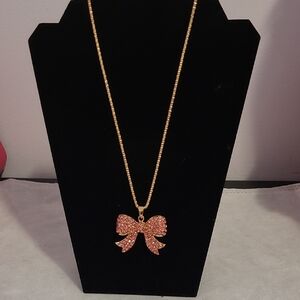 Betsey Johnson pink bow necklace